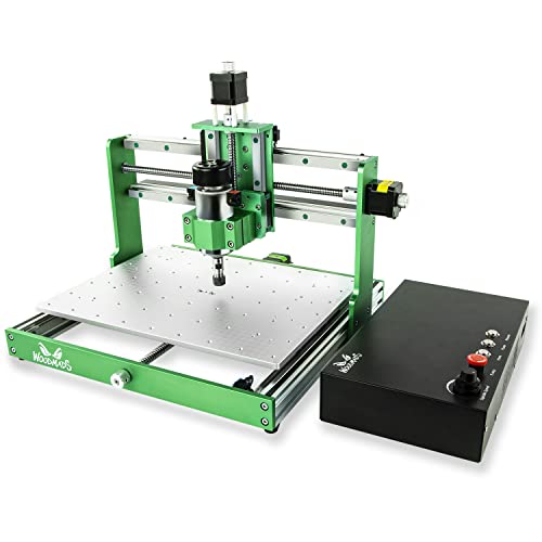 FoxAlien x WoodMads WM-3020 - Enrutador CNC para espeleología de metal, rieles lineales de husillo de 300 W y tornillos de bola, fresadora de 3 ejes para aluminio, cobre, madera, acrílico