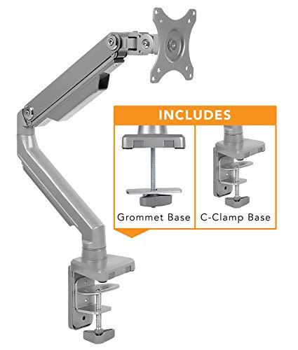 Soporte de brazo para un solo monitor | Soporte de escritorio | Brazo de resorte mecánico articulado ajustable en altura de movimiento completo | Se adapta a pantallas de ordenador compatibles con VESA de 24 27 29 30 32