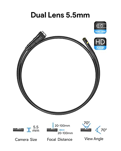 Lente triple de 16.4 pies y cable de doble lente de 3.3 pies, endoscopio profesional Teslong con luz, cámara de inspección pantalla IPS de 5"