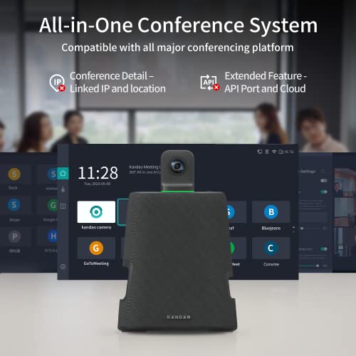 KanDao Solución de conferencia web ultra estándar para reuniones 2023, sistema de cámara de sala de videoconferencias todo en uno, cámara de reuniones dual 4K HDR 360 de campo amplio y enfoque automático para salas de reuniones grandes