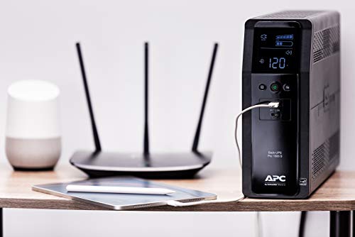 APC UPS 1500VA Sine Wave UPS Battery Backup, BR1500MS2 Backup Battery Power Supply, AVR, 10 Outlets, (2) USB Charger Ports