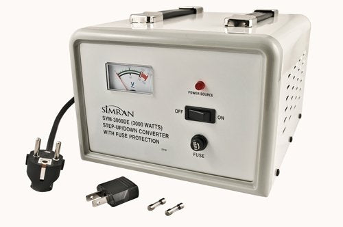 SIMRAN SYM 3000 - DELUXE 3000 WATTS 110/240V TRANSFORMADOR DE VOLTAJE SUBIDO Y BAJO