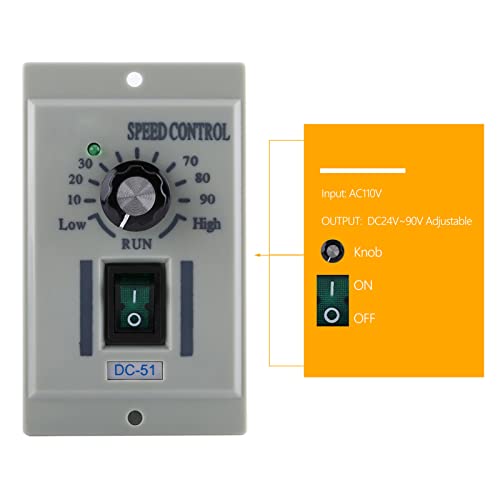 Controlador de Velocidad del Motor de CC Regulador de Velocidad Ajustable Entrada de 110V CA 24V~90V Salida Interruptor de Control de Velocidad del Motor CC