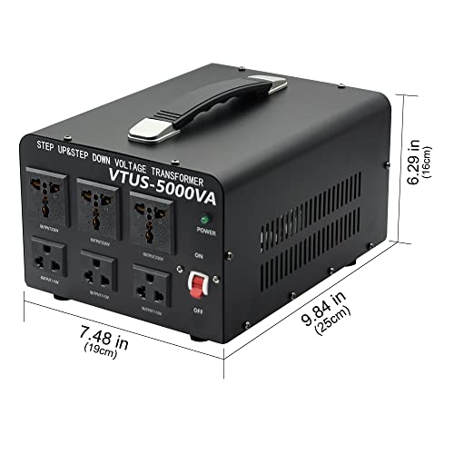 Cantonape convertidor de voltaje 5000w conversión de 110v a 220v 6 outlets con protección de disyuntor
