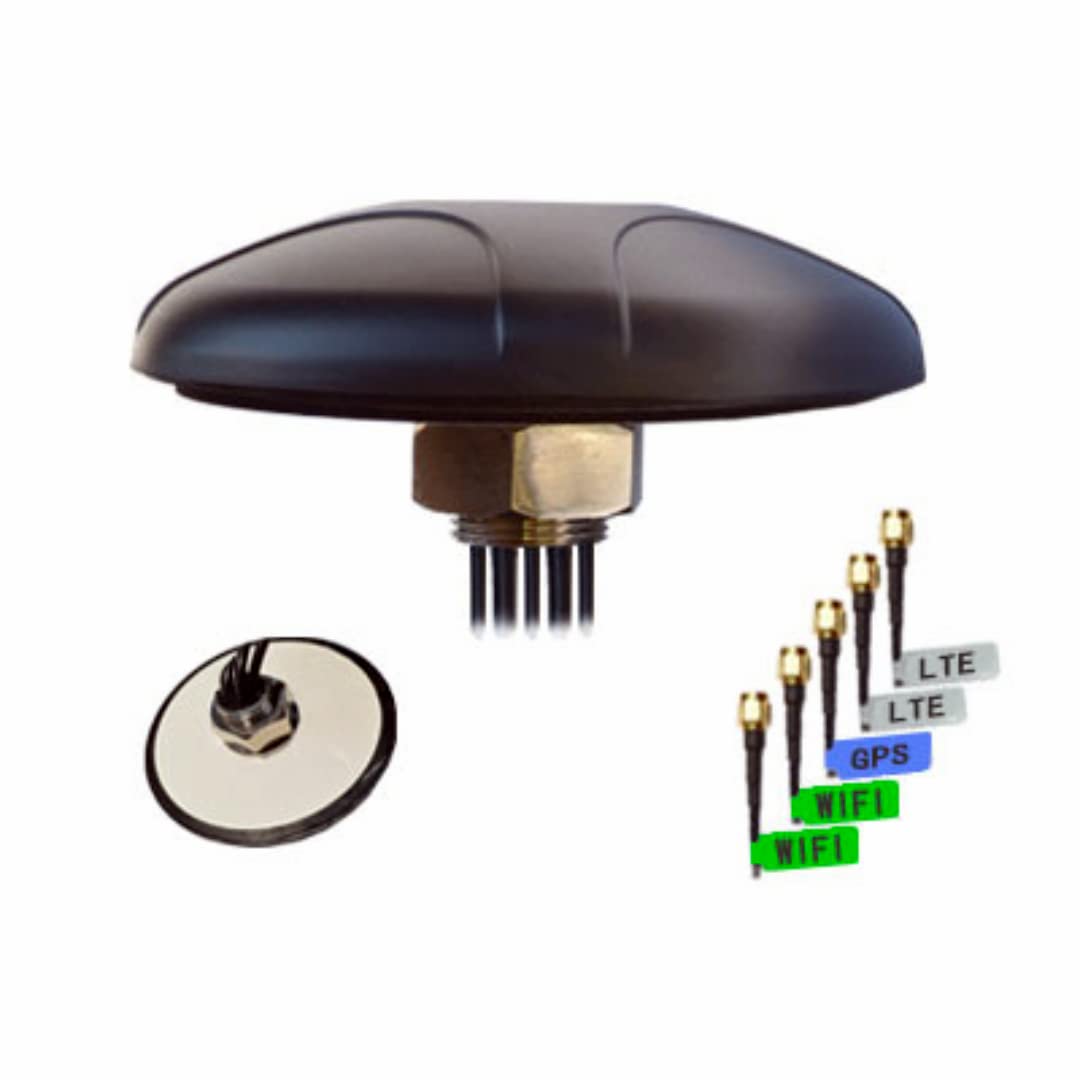 CompuPort Panorama 5in1 Puck Transportation Antenna (2xLTE, GPS, 2xWIFI) Screw-Mount LTE/4G/3G-Wi-Fi-GPS-GLONASS-2.4/5GHz MIMO