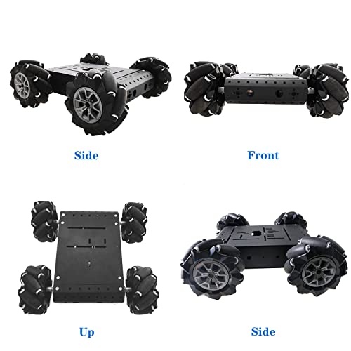Chasis de automóvil inteligente Omni-Directinal 4WD rueda de Mecanum de 3.780 in y motores de CC plataforma de vapor para bricolaje de Raspberry Pie ROS Python, Arduino Uno R3 Ai