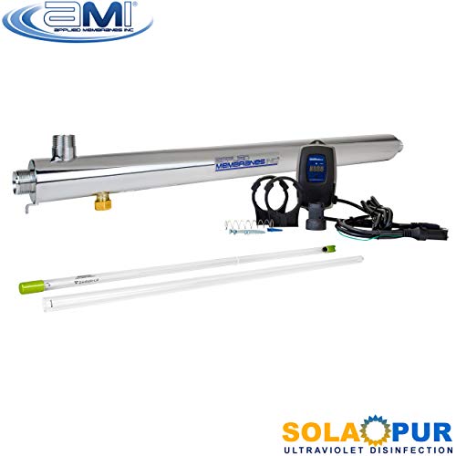 APLIED MEMBRANES INC. Solapur Toda la Casa Ultravioleta Purificador de Agua Esterilizador UV para Punto de Entrada Purificación de Agua Potable | 15 GPM | Serie Helios UV-SPH-15