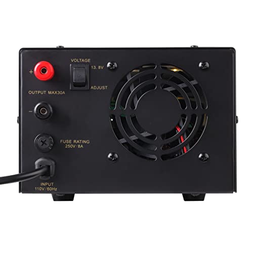 Fuente de alimentación compacta universal para banco - 30 amperios regulado para laboratorio doméstico de banco de CA a CC convertidor de 13.8 voltios, ventilador de refrigeración, terminales tipo tornillo - Jesverty SPS-30II