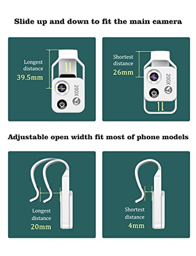 Microscopio de teléfono con lente CPL/luz LED, microscopio de bolsillo 200X con clip universal para teléfono compatible con iPhone/teléfono Android: el mejor microscopio portátil para disfrutar de Microworld para niños y adultos