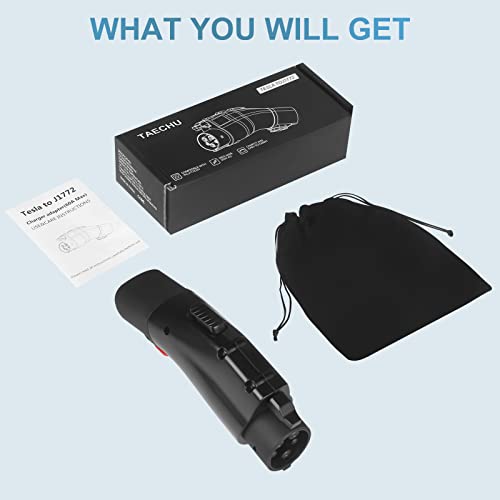 Adaptador Tesla a J1772, máximo 60 amperios y 250 V, TAECHU J1772 con bloqueo anticaídas, compatible con cargadores Tesla Wall/Destino/móviles (con una bolsa de almacenamiento)