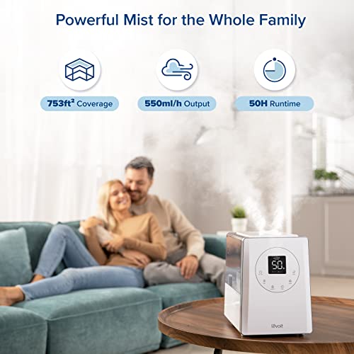LEVOITHumidificadores para habitación de habitación grande de dormitorio, WiFi inteligente Control de Alexa, 6L Top Relleno fresco y fresco Niebla para toda la casa, aceite esencial, humedad personalizada, LUH-A602S-WUS