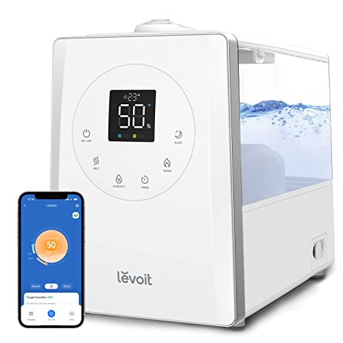 LEVOITHumidificadores para habitación de habitación grande de dormitorio, WiFi inteligente Control de Alexa, 6L Top Relleno fresco y fresco Niebla para toda la casa, aceite esencial, humedad personalizada, LUH-A602S-WUS