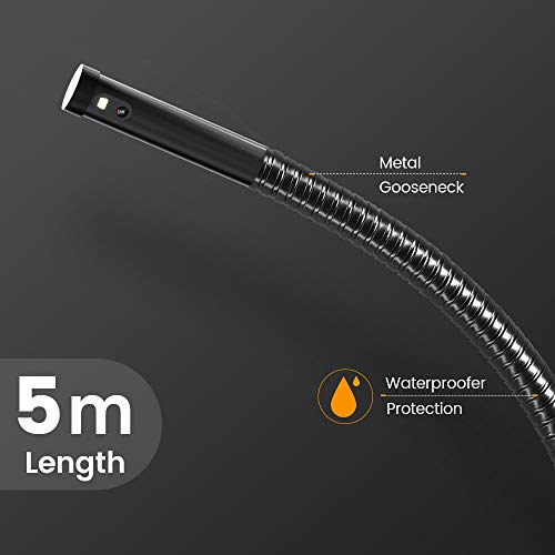 Teslong Endoscopio industrial de 5mp con enfoque automático, boroscopio súper HD con sonda de cuello de cisne de 9.8ft luces LED