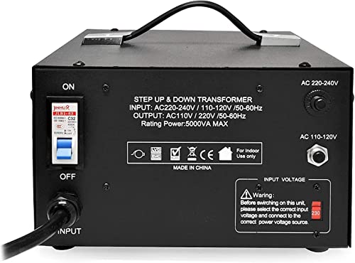 Regulador de voltaje de 5000 vatios con transformador - Paso arriba/abajo - 110 V/220 V - Protección contra disyuntor - 5000 W