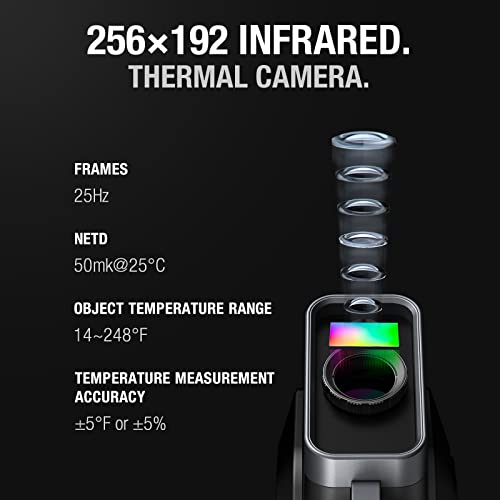 Monocular de imagen térmica con enfoque ajustable, monocular térmico infrarrojo infrarrojo Teslong 256 x 192 con monitor LCD abatible de 3.5 pulgadas, enfoque manual, alcance de visión de calor, monocular térmico para caza