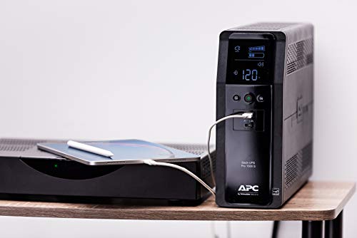 APC UPS 1500VA Sine Wave UPS Battery Backup, BR1500MS2 Backup Battery Power Supply, AVR, 10 Outlets, (2) USB Charger Ports