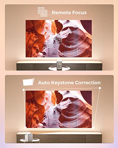 Pokitter Proyector CineMax Pro 1080P con licencia de Netflix, Android TV 10.0 con más de 7000 aplicaciones, 400 lúmenes ANSI, Google Assistant, corrección Keystone 4D, HDR 10, WiFi 2.4G+5G
