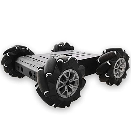 Chasis de automóvil inteligente Omni-Directinal 4WD rueda de Mecanum de 3.780 in y motores de CC plataforma de vapor para bricolaje de Raspberry Pie ROS Python, Arduino Uno R3 Ai