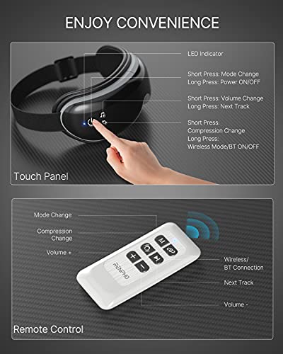 RENPHO 2.0 - Masajeador de ojos con control remoto y calor, compresión, música por Bluetooth, recargable. Masajeador de terapia de ojos para aliviar la tensión de los ojos, disminuir ojeras, bolsas en los ojos, ojos secos y mejorar el sueño.