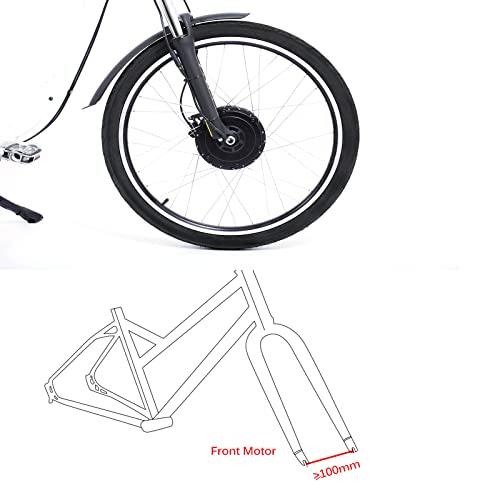 Kit de conversión de bicicleta eléctrica, motor de rueda delantera de 350 W, kit de bicicleta E, motor de cubo de 36 V, controlador BLDC de 26 pulgadas, con controlador de pantalla LCD, palanca de freno PAS para neumáticos de 26 x 1.95