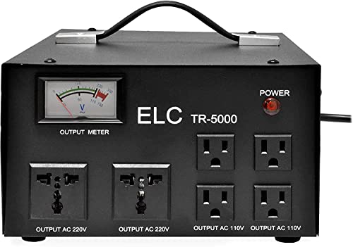 Regulador de voltaje de 5000 vatios con transformador - Paso arriba/abajo - 110 V/220 V - Protección contra disyuntor - 5000 W