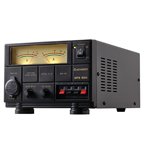 Jesverty SPS-50II - Fuente de alimentación universal de banco compacto - Convertidor de CA a CC de laboratorio doméstico regulado de 50 amperios, 13.8 voltios/9-15 voltios, ventilador de refrigeración, terminales tipo tornillo - Jesverty SPS-50II