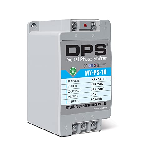 Convertidor monofásico a 3 fases, modelo MY-PS-10, adecuado para motor 3 fases de 7.5 HP (5.5 Kw) 23 amperios 200-240 V, DPS debe ser utilizado solo para un motor, entrada/salida 200 V-240 V, tipo digital