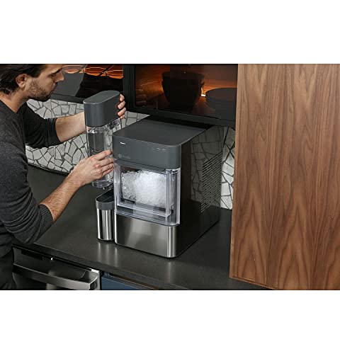 GE Profile Opal 2.0 - Máquina de hielo nugget para la encimera, con depósito lateral, máquina de hielo con conectividad WiFi, esenciales de cocina para un hogar inteligente, acero inoxidable
