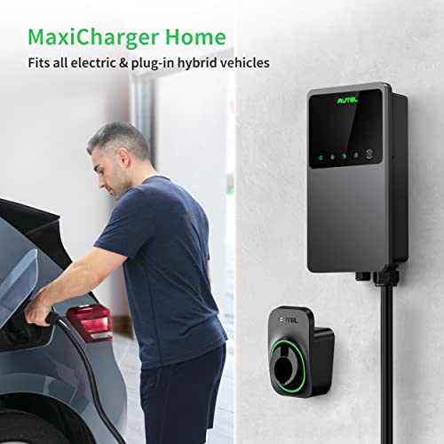 Autel MaxiCharger Home - Cargador para vehículos eléctricos 50a 240 V, nivel 2 WiFi y EVSE habilitado cableado interior/exterior