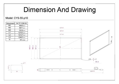 Marco táctil infrarrojo multitáctil de 55 pulgadas, panel táctil IR de 10 puntos, superposición de pantalla táctil infrarroja CYS-55-P10