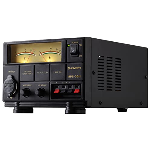 Fuente de alimentación compacta universal para banco - 30 amperios regulado para laboratorio doméstico de banco de CA a CC convertidor de 13.8 voltios, ventilador de refrigeración, terminales tipo tornillo - Jesverty SPS-30II