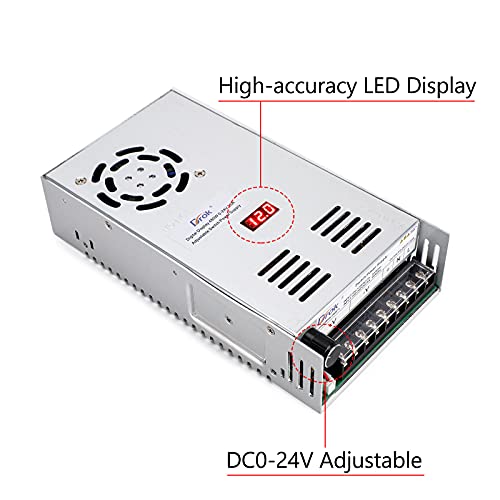 Fuente de alimentación de 24 V, CA 110 V/220 V a CC 0 – 24 V 20 A 480 W Buck convertidor, adaptador ajustable variable regulado 5 V 12 V 24 V Voltaje de conmutación LED Transformador 20 A Cargador para computadora Radio Lab