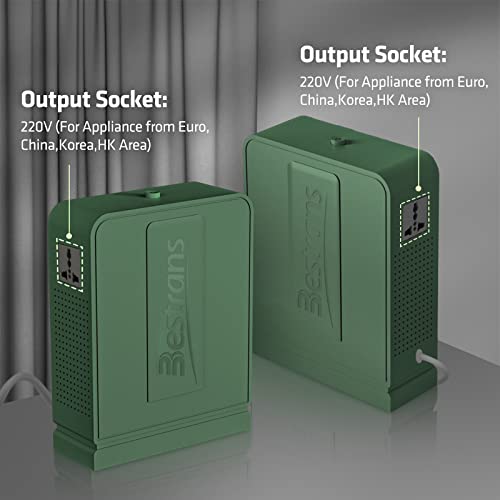BESTRANS Convertidor de voltaje de 1500 W de 110 V a 220 V, convertidor de transformador de potencia con 2 salidas para uso de electrodomésticos de Asia Europa de 220 V en EE. UU
