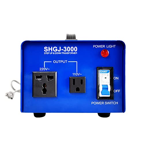 Transformador de potencia de 3000W, convertidor de potencia elevador/descendente, conversión de voltaje bidireccional, 110 V a 220 V/220 V a 110 V. Cambio de voltaje rápido, amplio rango disponible.