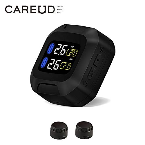 Sistema de Monitoreo de Presión de Neumáticos para Motocicletas Inalámbrica TPMS Impermeable con 2 Sensores Externos Sensor 18x13 TP880