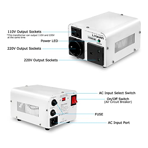 Transformador convertidor de Voltaje de 800 W, Convierte 110 V/120 V a 220 V/240 V o Convierte 220 V/240 V a 110 V/120 V para Viajes, protección contra disyuntores