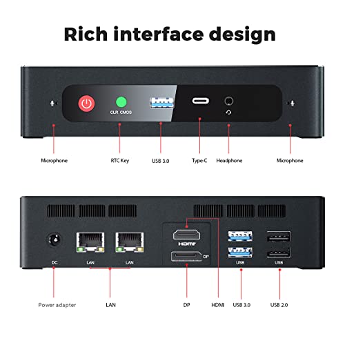 Beelink GTR5 Mini PC AMD Ryzen 9 5900hx 8C/16T W11 Pro Mini computadora, 32GB RAM DDR4 500GB NVMe SSD, HDMI & DP & USB-C 4K @60Hz Salida, 2X 2.5G RJ45, 2X M.2 SSD Ranura, WiFi 6E, AMD Radeon Tower PC