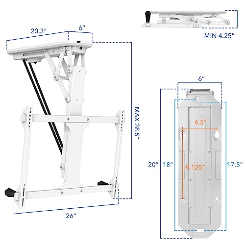 Mount-It! Soporte eléctrico para TV de techo con mando a distancia y driver de aplicación, soporte motorizado abatible en techo para televisores de visualización plana de 32 a 70 pulgadas, color blanco MI-4224W