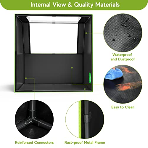 Caja de grabado láser con ventilación, cubierta protectora ignífuga y a prueba de polvo para la mayoría de máquinas de grabado láser, aísla contra el humo y el olor, reducción de ruido, protección ocular, 700 x 700 x 460 mm