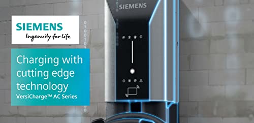 Siemens 8EM13124CF180FA3 VersiCharge AC Series 40A 208/240V Smart Connected EV Charger Interior / Exterior con cable de 20 pies NEMA 6-50 Plug, plata/negro