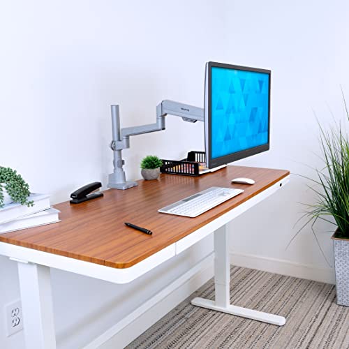 Soporte de Escritorio para un Solo Monitor | Brazo de Monitor de Resorte de Gas montado en Poste | Elevador de Pantalla de computadora de Altura Ajustable Premium