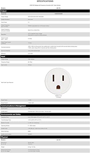 POWER X CHANGER Fuente de alimentación de CA de 220 voltios/60hz a 50Hz - Convertidores de frecuencia y voltaje de 1000 VA/900 W - 22050UX-1K