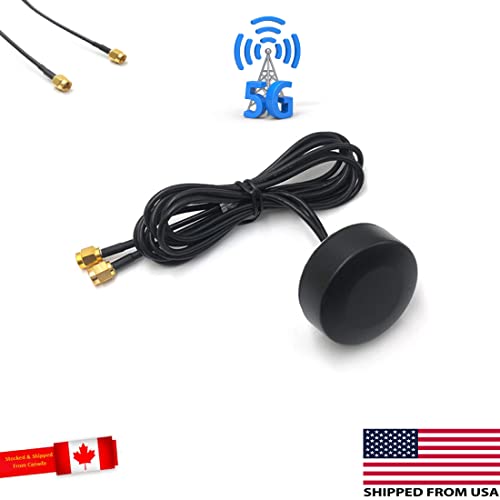 CompuPort MIMO 5G LTE Puck Antena Freq: 2X 698-960/1710-3800MHz con cables macho SMA de 3 pies de doble diversidad cualquier módem SMA LTE.