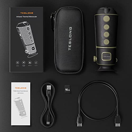 Teslong TTS260 - Telescopio digital de visión nocturna infrarroja digital de mano de 256 x 192 pulgadas, resistente a la intemperie, lentes de visión de calor óptica, cámara de visión nocturna para caza al aire libre, campamento y viajes