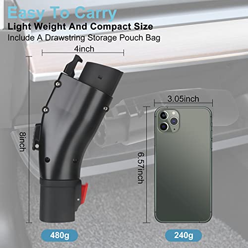 Adaptador Tesla a J1772, máximo 60 amperios y 250 V, TAECHU J1772 con bloqueo anticaídas, compatible con cargadores Tesla Wall/Destino/móviles (con una bolsa de almacenamiento)
