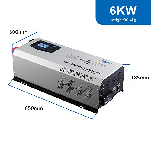 AMPINVT Cargador inversor de corriente de onda sinusoidal pura de 6000W pico de 18000 W CC de 24 V a 120 V/240 V fuera de la red, inversor solar de baja frecuencia para gel sellado AGM batería de litio inundada