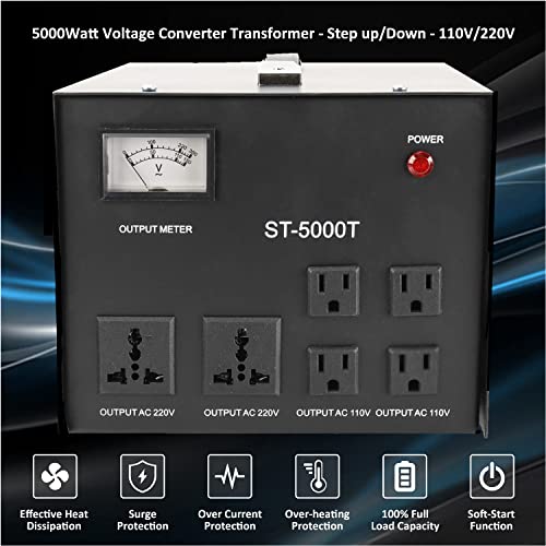 Transformador de voltaje ST-5000 con medidor 5000W Paso arriba/abajo - Transformador regulador de voltaje 110V/220V