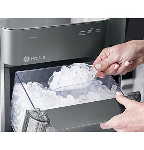 GE Profile Opal 2.0 - Máquina de hielo nugget para la encimera, con depósito lateral, máquina de hielo con conectividad WiFi, esenciales de cocina para un hogar inteligente, acero inoxidable