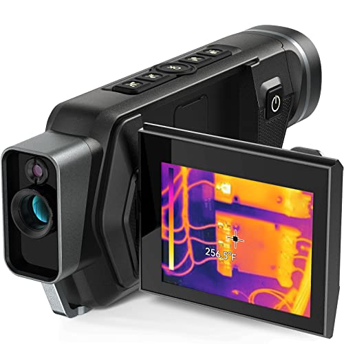 Monocular de imagen térmica con enfoque ajustable, monocular térmico infrarrojo infrarrojo Teslong 256 x 192 con monitor LCD abatible de 3.5 pulgadas, enfoque manual, alcance de visión de calor, monocular térmico para caza