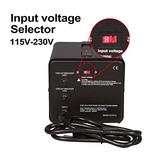 Dynastar conversor y transformador de voltaje hacia arriba y hacia abajo 110-220 a 220-240v 5500W resistente, bobina extra durable